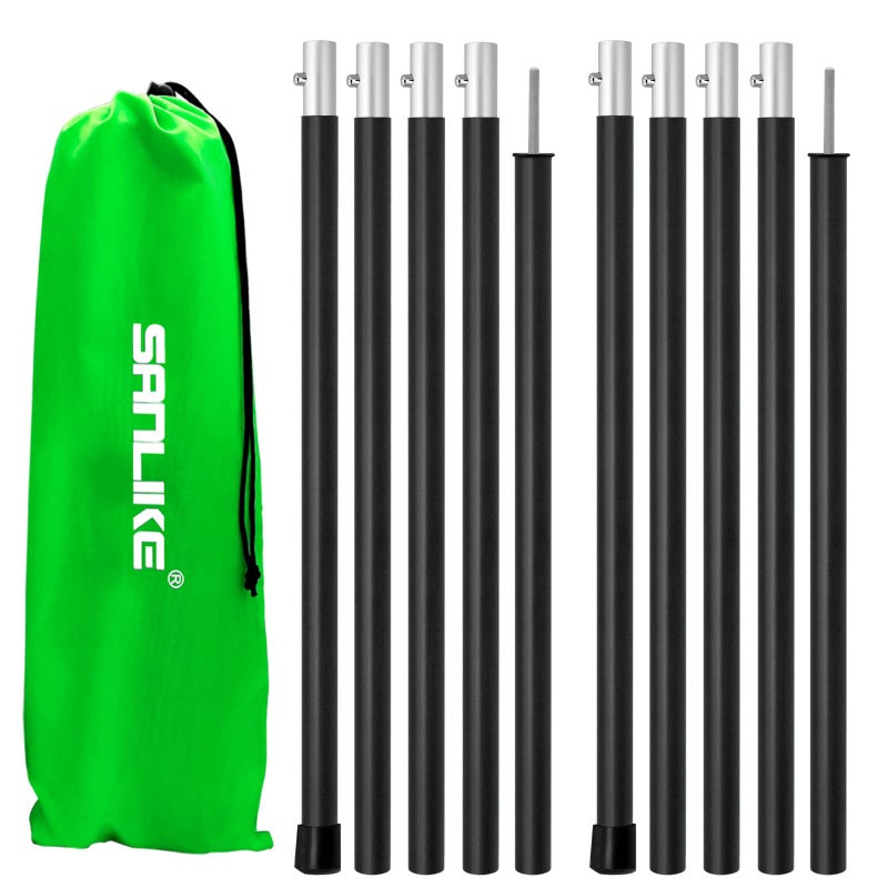 SAN LIKE Tent Poles Aluminum Tent Poles for Tarp 75inch Camping Tarp Poles Adjustable Collapsible Tent Poles for Awnings Canopy Rain Fly Shelter 2 Sets (5 Sections)